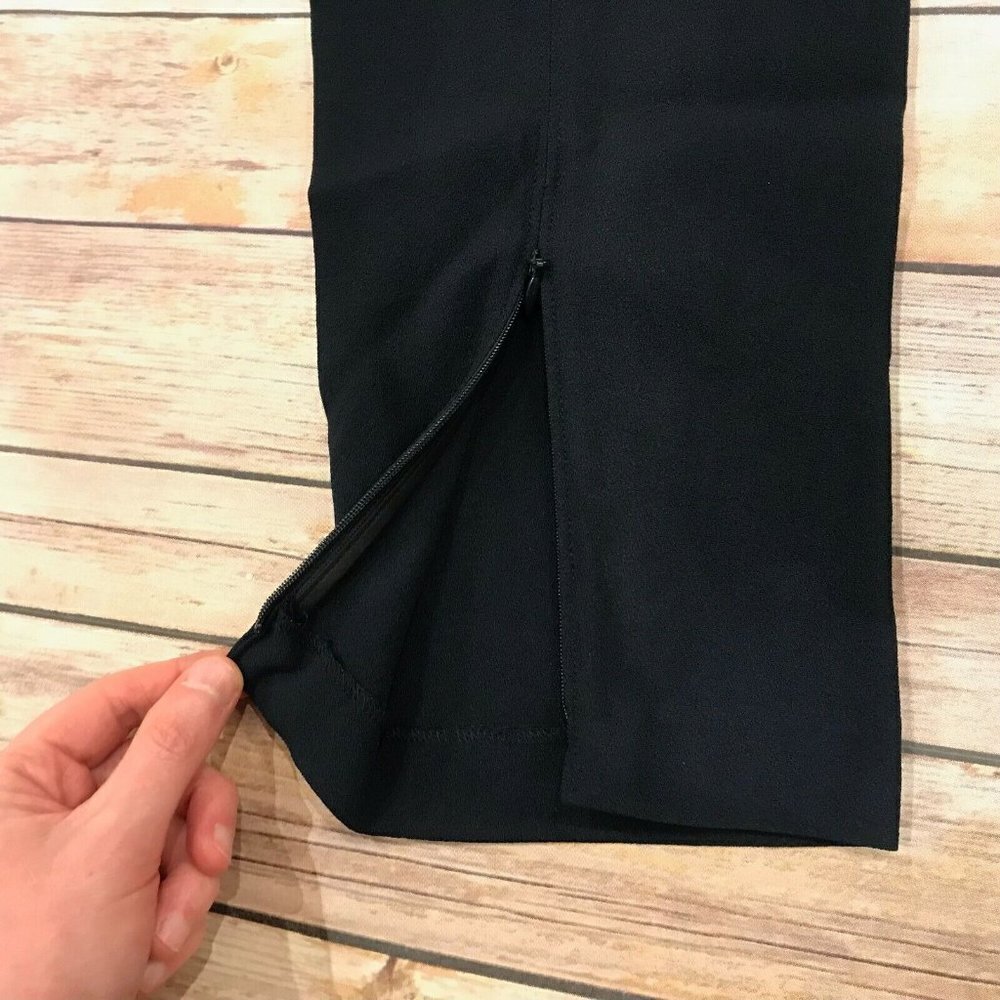 Theory Navy Blue Drawstring Waist Crepe Tapered Pull On Pants - Picture 3 of 9